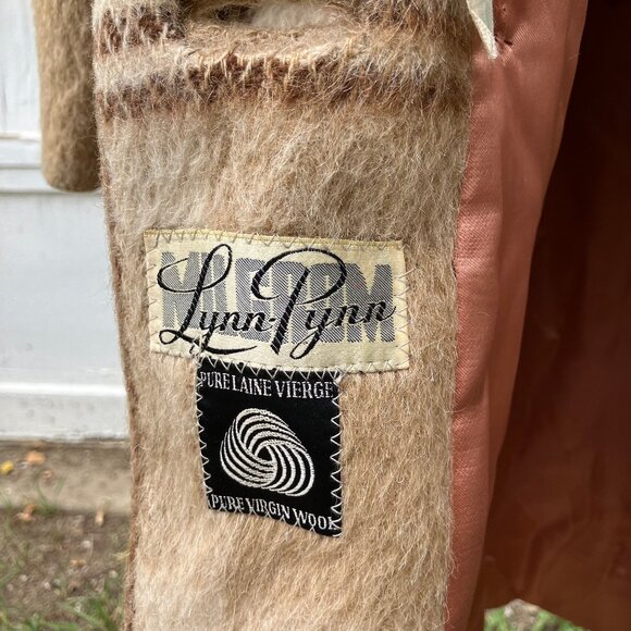 Lynn Pynn Pure Wool Long Winter Coat Vintage 60s Made in Canada Beige Plaid - Picture 5 of 16